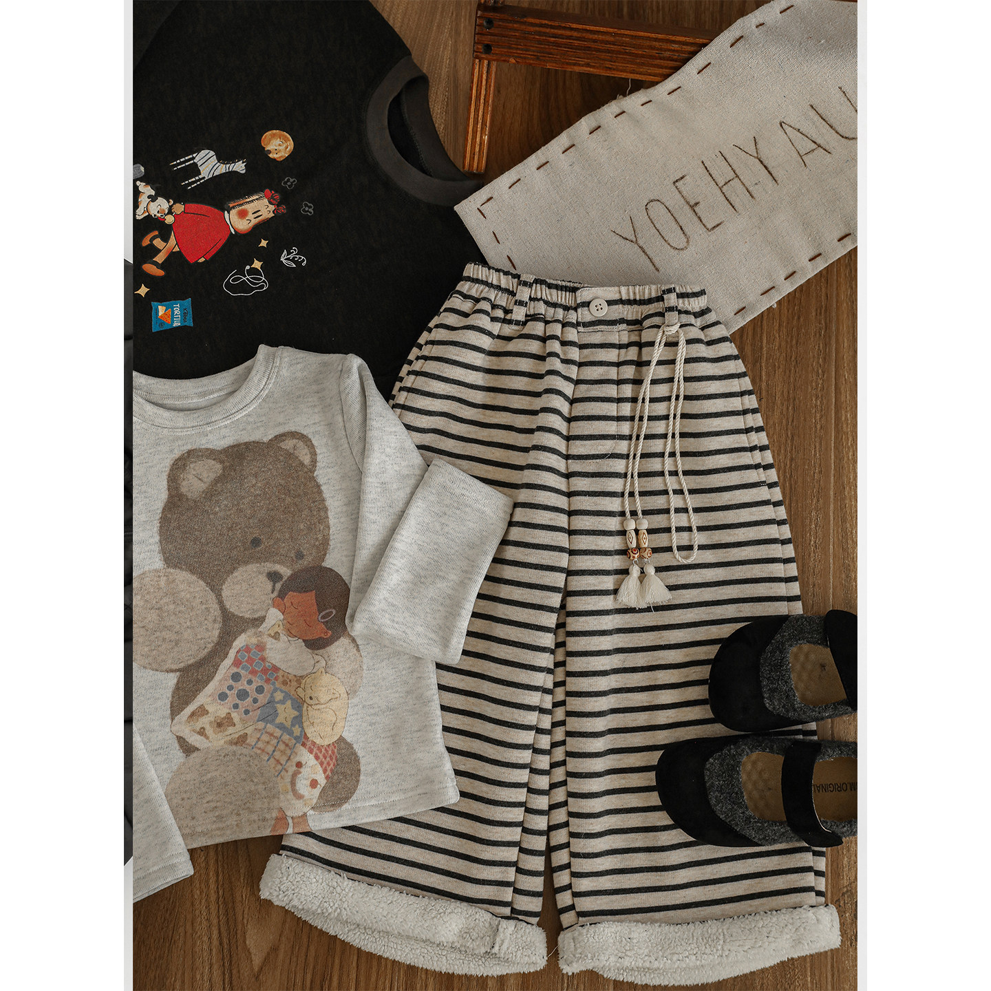 幼悠女童2025冬季新款加绒保暖木耳边棉裤加厚豹纹工装裤系列裤子