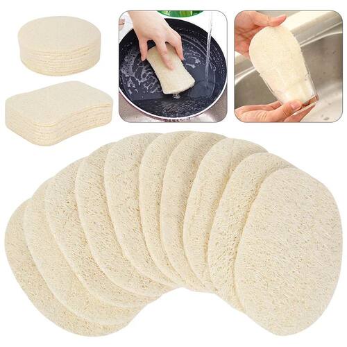 5 Pcs Natural Luffa Dish Washing Cloth Easy To Clean Sponge