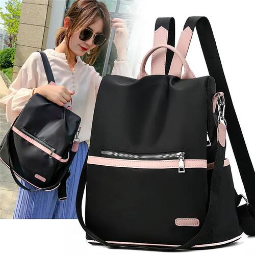 Casual Oxford Backpack Women Black Waterproof Nylon School B