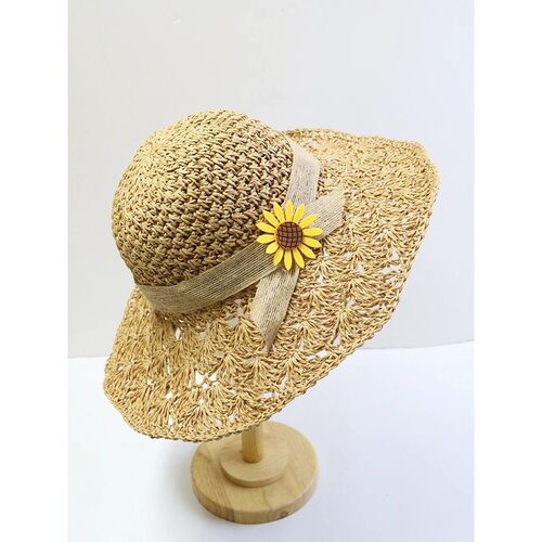 Handmade Straw Hat for Women Summer Fashion Bowknot Foldable