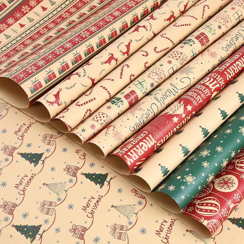 10Pcs 70x50cm Christmas wrapping paper Decoration Gift Wrap