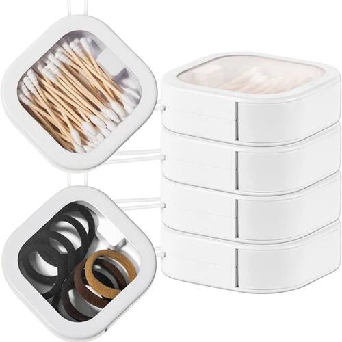 Push Type Cotton Swab Storage Box, Can Be Stacked with Trans