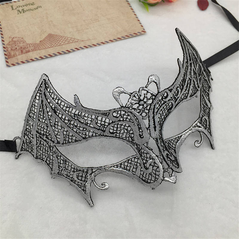 Silver Hot Stamping Ladies Sexy Lace Masquerade Mask for Car