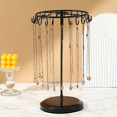 1pc Iron Jewelry Rack, Rotating Necklace Display Rack with 2