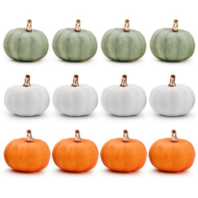Autumn Decorations Artificial Pumpkins 12 Pcs Assorted Bulk