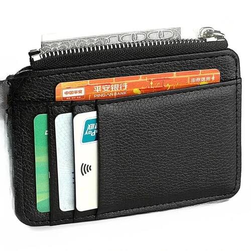 Small, Ultra-thin Zippered Premium Leather Card Clip - A Pra