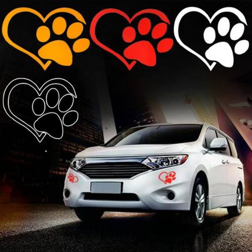 Love Heart Dog Paw Footprint Highly Reflective Sticker for C