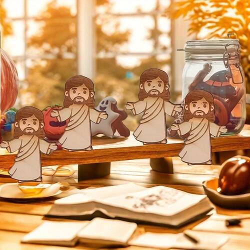 10pcs/set Wooden Figurine Crafts, Combining Decorative and R