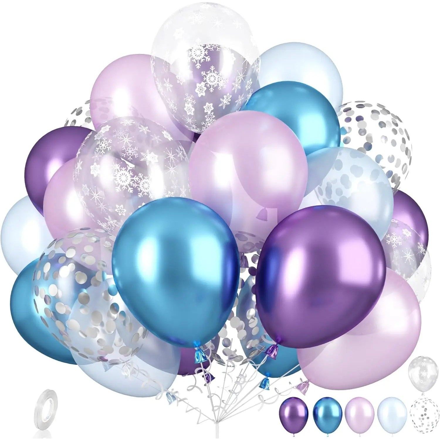 30pcs Frozen Princess Balloon set, Purple blue Snow latex ba
