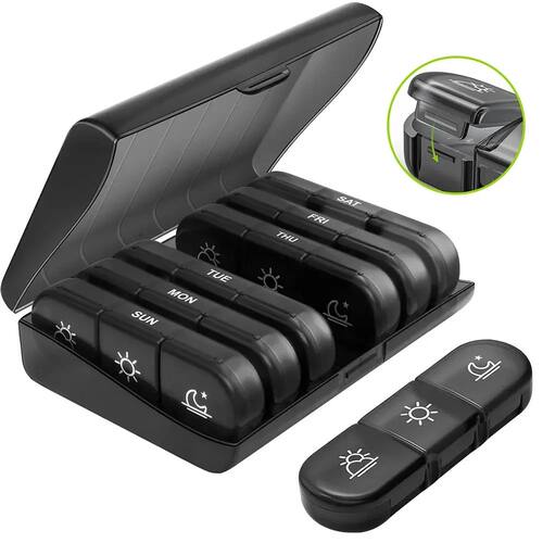 Weekly Pill Organizer Case Portable Travel Pill Box 7 Days L