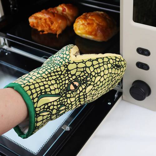 2Pcs/Set Single Microwave Cotton Gloves Cute Crocodile Oven