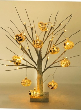 Happy Halloween Decor Led Birch Light Tree Tabletop Ornament