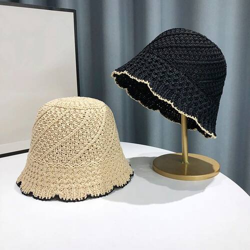 Ladies' Summer Handmade Crochet Straw Hat With Hollow Out Br