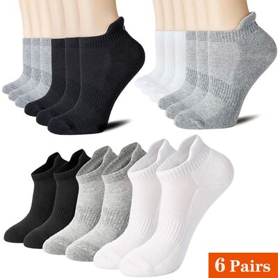 6 Pairs Black Ankle Socks Men Athletic Running Short Socks M