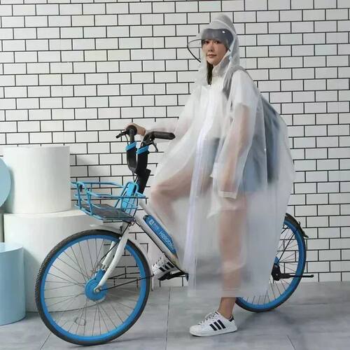 Long One-Piece Raincoat Long Double Brimmed Raincoat Three I