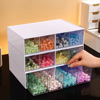1pc Acrylic 1Layer 4Grid Bead Jewelry Organizer Stackable Se