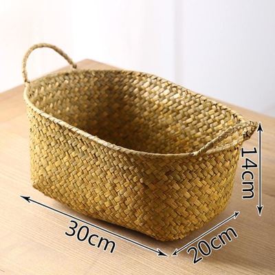 bamboo storage basket box desktop small rattan woven basket