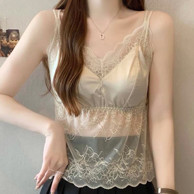 性感蕾丝吊带背心女带胸垫内衣