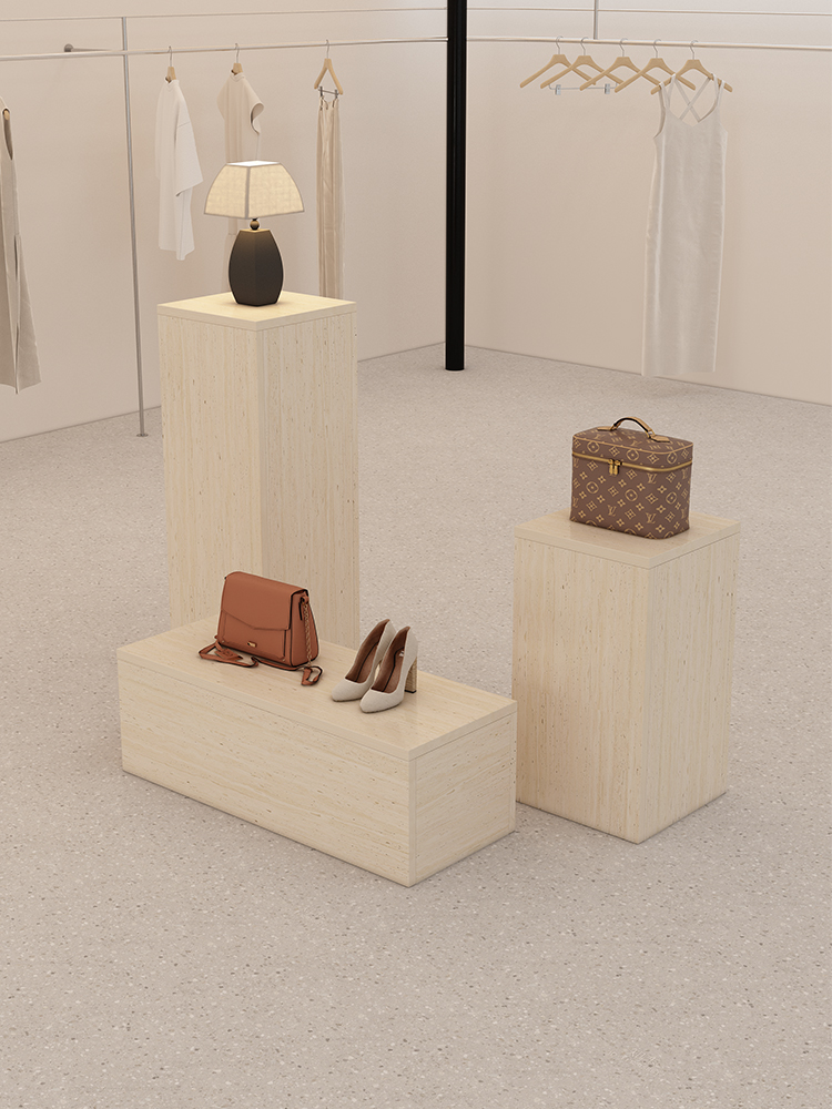 地板展示台服装店模型橱窗底座定制珠宝展示台石灰华图案风提升台