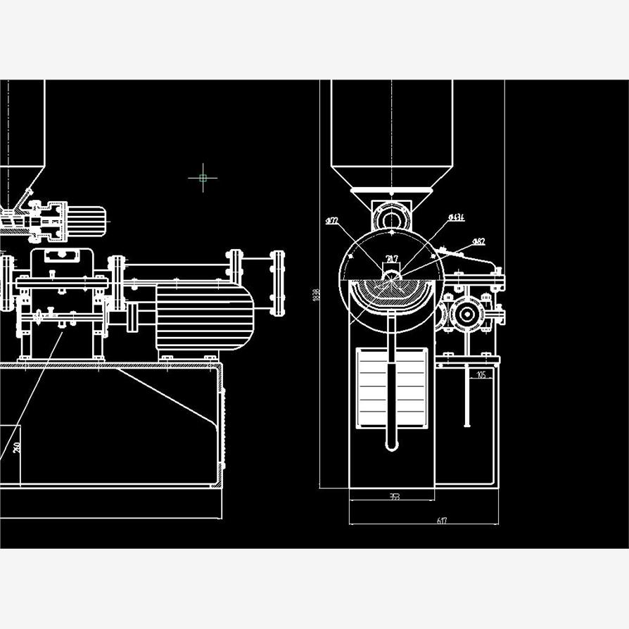 工业用塑料聚合物双螺杆挤出机的设计2D图机械CAD图纸