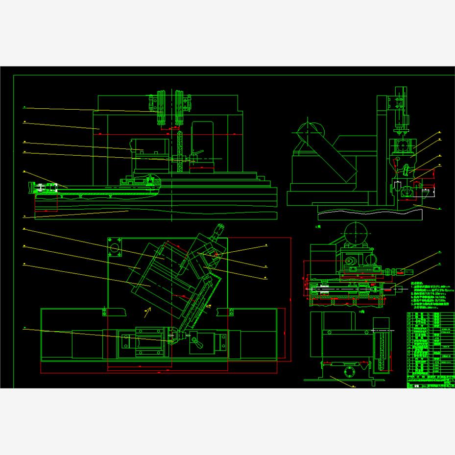 外圆磨床设计2D图机械图纸