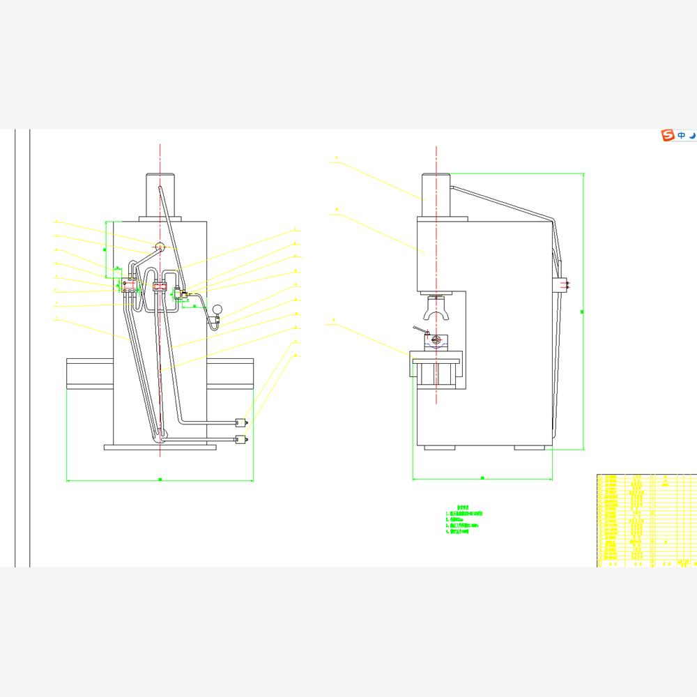 校直机设计2D图机械图纸