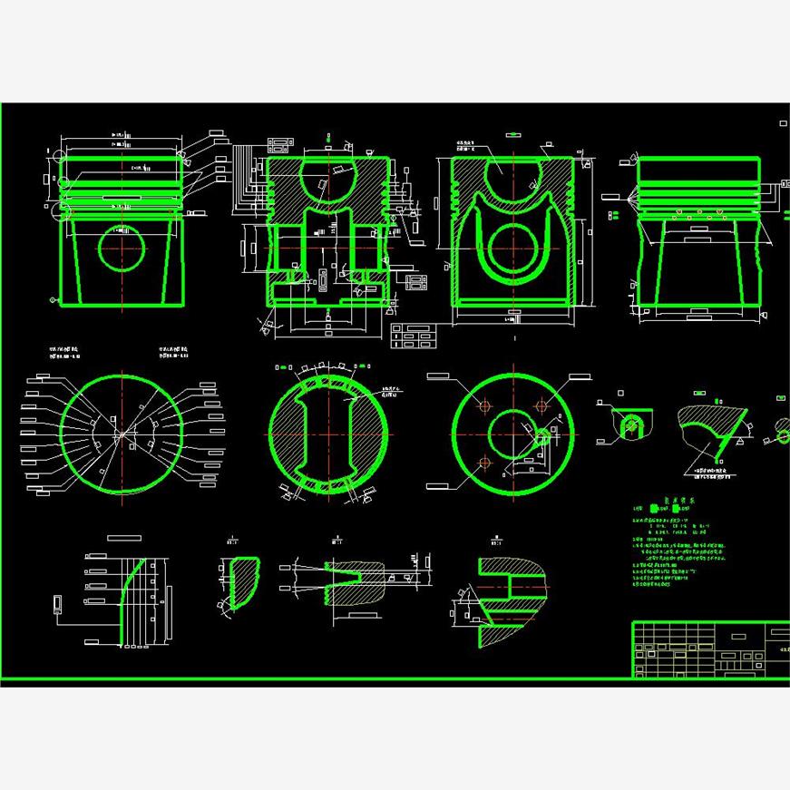 活塞机械加工工艺规程及粗镗销孔夹具设计2D图机械CAD图纸