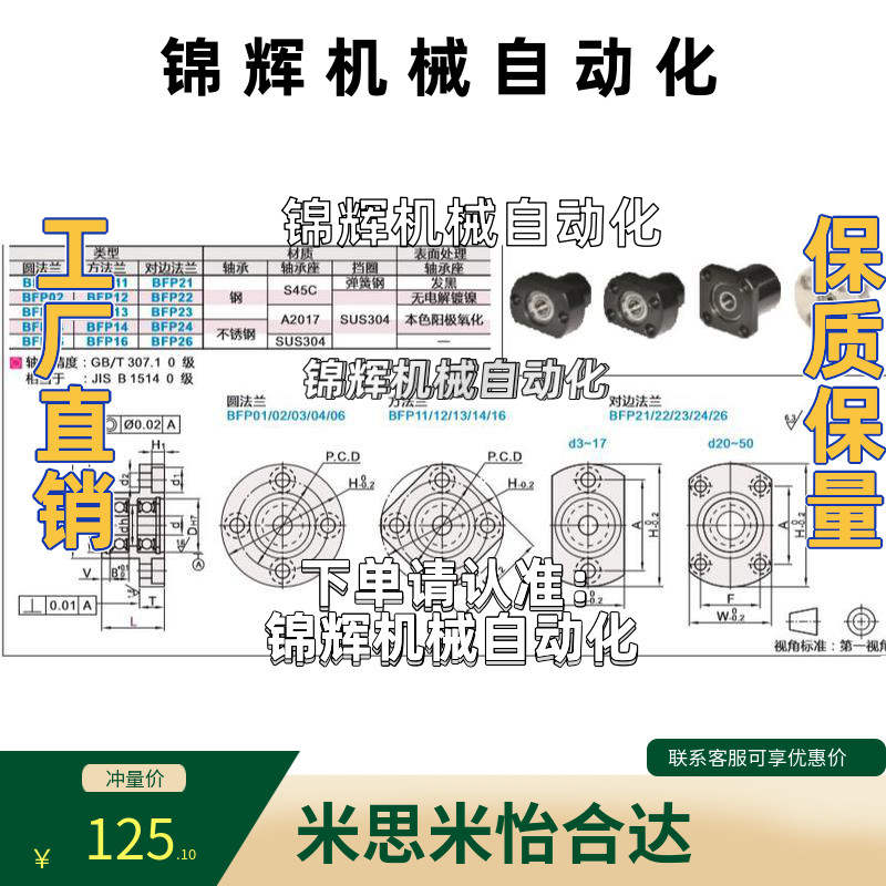 双轴承法兰型带座轴承BFP02 03 04 06-6904 6004zz-35 50 40 五金/工具 轴承座 原图主图