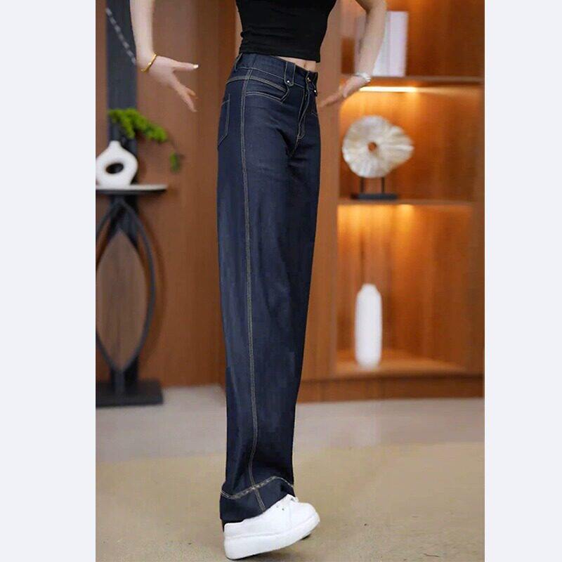 冰丝小个子九分裤直筒牛仔裤女款爆款2026新款春秋薄款天丝阔腿裤