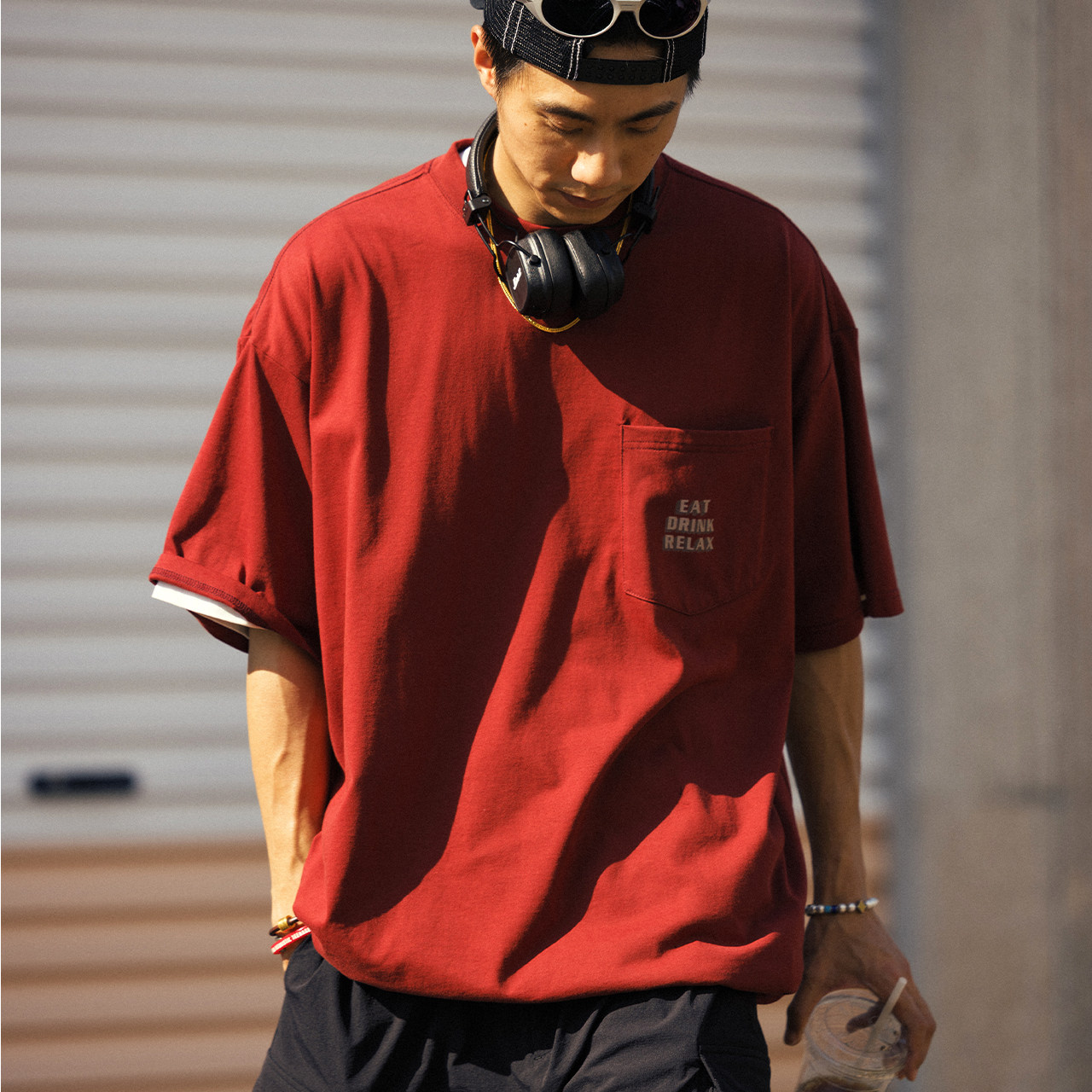BananaClub"Pocket Tee"纯棉基础口袋宽松复古印花抽绳短袖