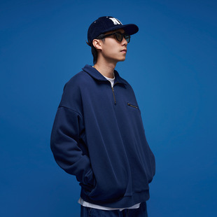 BananaClub“Vintage Sweats”洗水做旧半拉链口袋卫衣