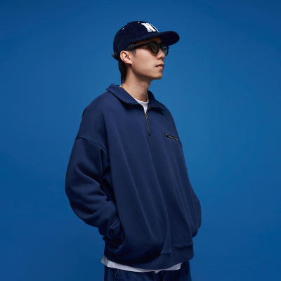 BananaClub“Vintage Sweats”洗水做旧半拉链口袋卫衣