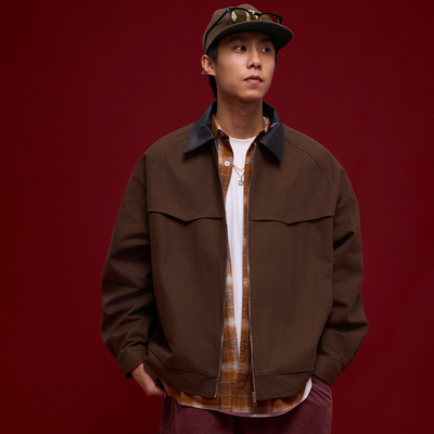 BananaClub“Detective Jacket”日产粗斜纹真皮领宽松侦探夹克