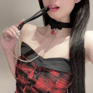 铃铛项圈情调女choker粉色颈带牵引绳黑色小狗链m女朋友情调颈环