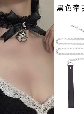 蕾丝小铃铛项圈女m颈带choker脖子情趣圣诞节锁骨链项链情侣颈环