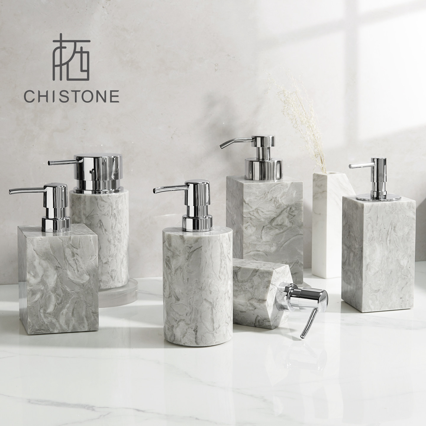 CHISTONE轻奢天然大理石乳液瓶泡沫洗手液瓶润肤乳护手霜分装瓶