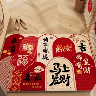 入户门地垫室内红色新年丝圈门垫2025新款大门口进门脚垫门内地毯