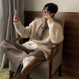 穿搭毛衣男冬季 加厚慵懒高级感针织衫 韩系风格 轻熟风男装 情侣外套