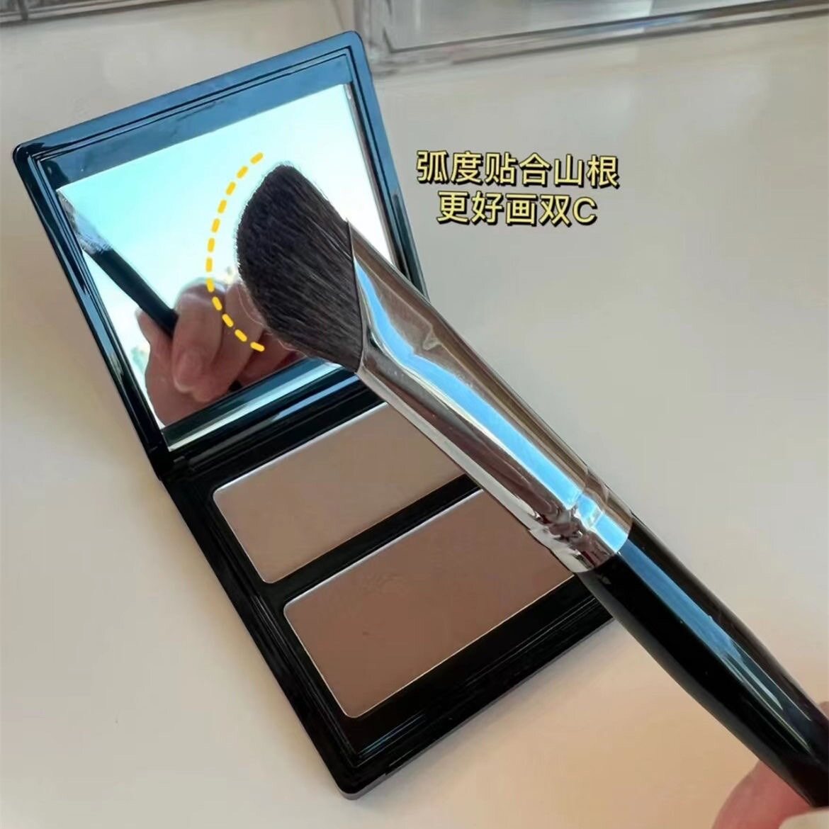 镰刀鼻影刷修容斜头型形侧影修容刷子小马毛化妆刷