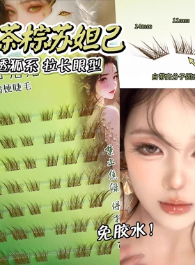 新款棕色苏妲己！免胶狐系斜飞清冷魅惑分段狐狸眼中式仿真假睫毛