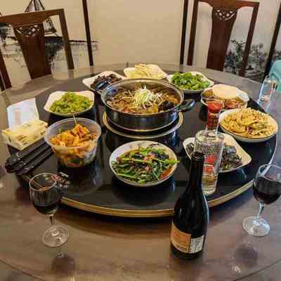 饭桌餐桌圆桌子电动转盘家用带电磁炉火锅一体暖菜热菜饭菜保温板