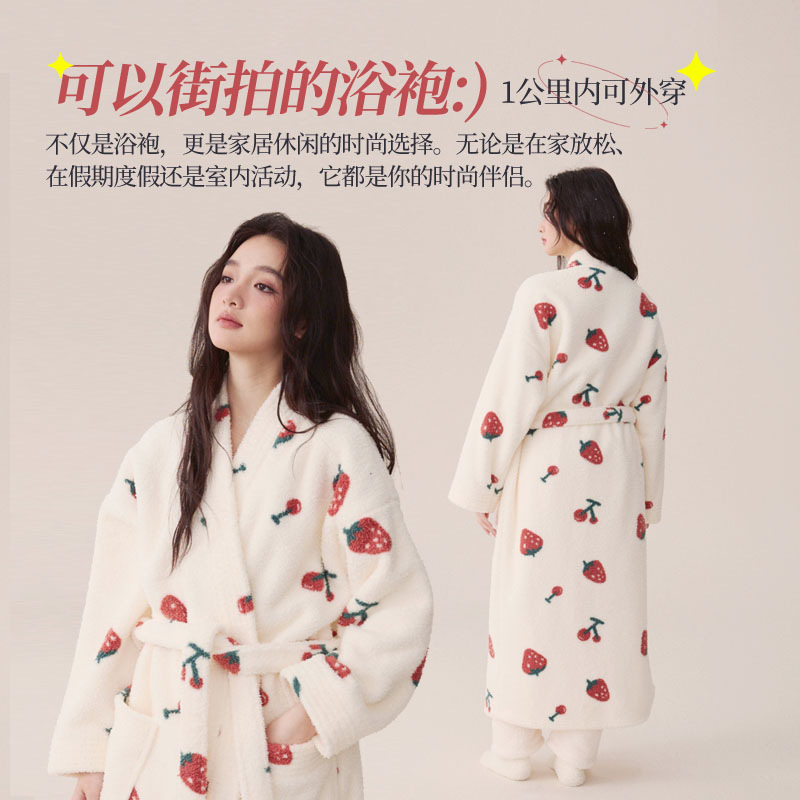 秋冬加厚珊瑚绒美丽绒情侣浴袍