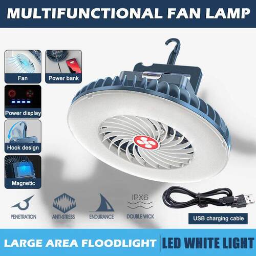 Multifunctional Waterproof Tent Fan Rechargeable Camping Lam