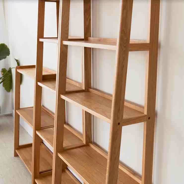 白橡木家具简约置物架实木展示架白橡木五层架北欧风格实木置物架