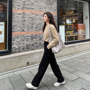 秋冬浅卡色宽松套头针织衫 5123 慵懒风圆领毛衣 轻奢CP 1法式