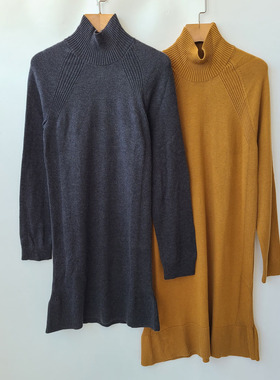 4076露露 真丝混纺高领针织连衣裙 桑蚕丝冬季裙子 王炸搭配大衣