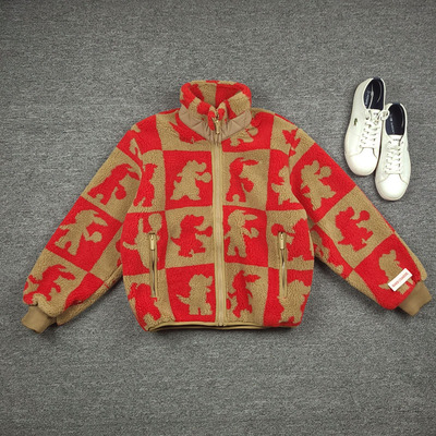 4034鱼 柬埔寨产 秋冬新品摇粒绒厚实外套 运动风拼色拉链短外套