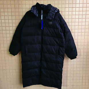 2747鱼 双面穿满身logo长款连帽羽绒服女 高充绒400G白鸭绒外套