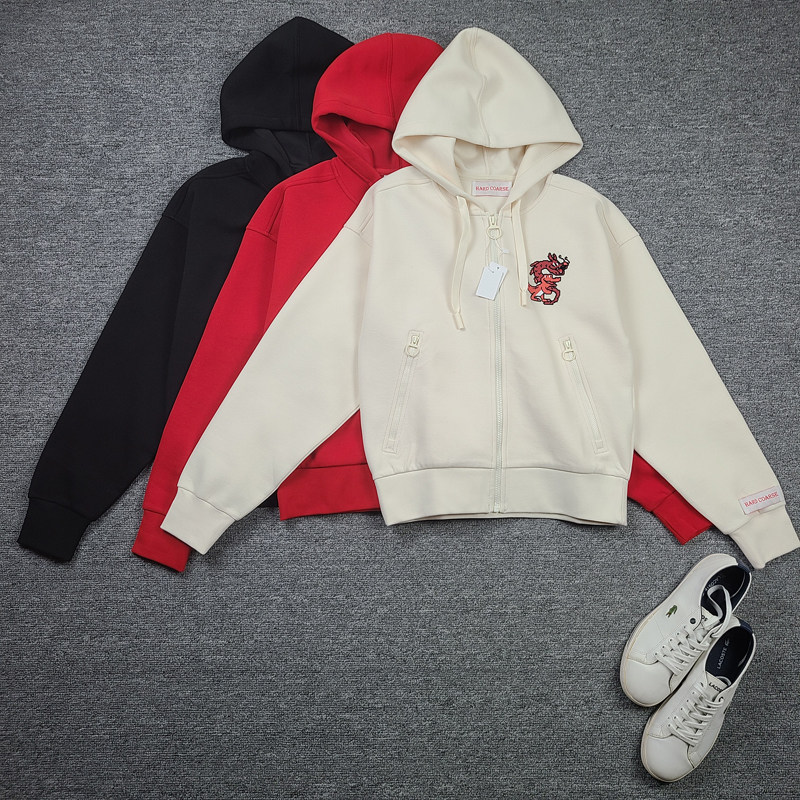 4470鱼 中国龙年限定 双层面料修身连帽卫衣外套 拉链防盗口袋