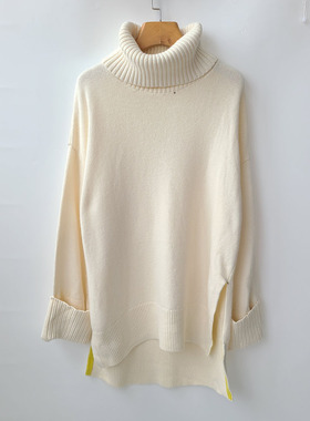 5129法式轻奢CP 羊毛慵懒风高领毛衣 白月光宽松套头针织衫连衣裙